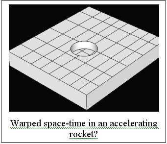 warped space by accelerating rocket